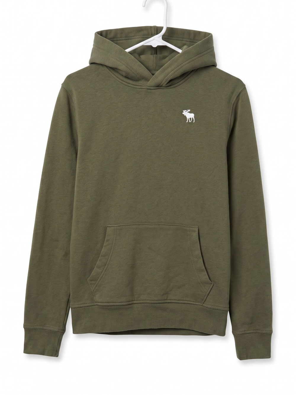 abercrombie kids Olive Green Hoodie with White Moose Logo Size 13/14